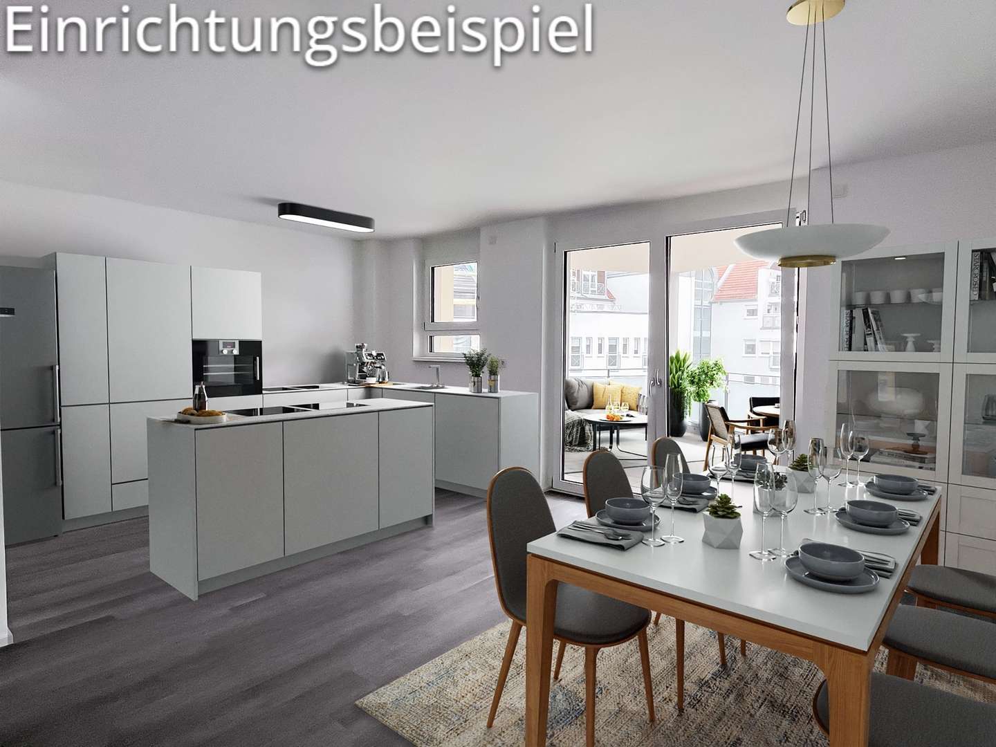 Möblierungsbsp. Küche, Essen - Etagenwohnung in 71034 Böblingen mit 140m² kaufen