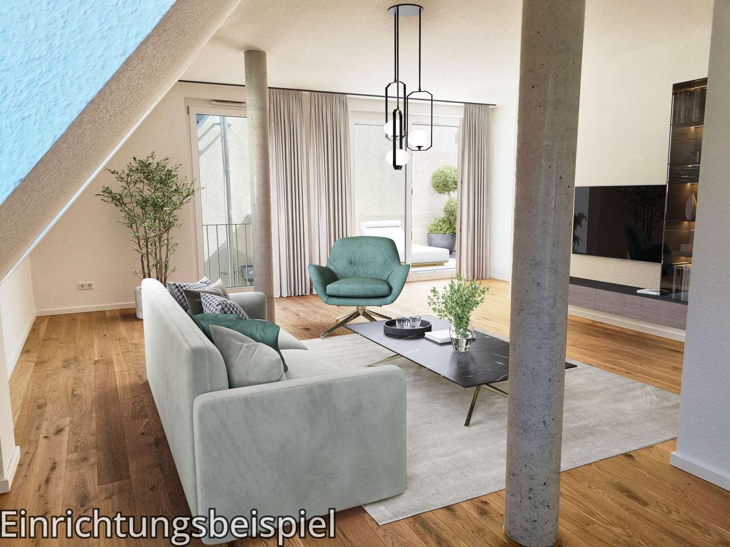 Wohnzimmer A6,Einricht.-Beisp. - Maisonette-Wohnung in 70435 Stuttgart mit 110m² kaufen
