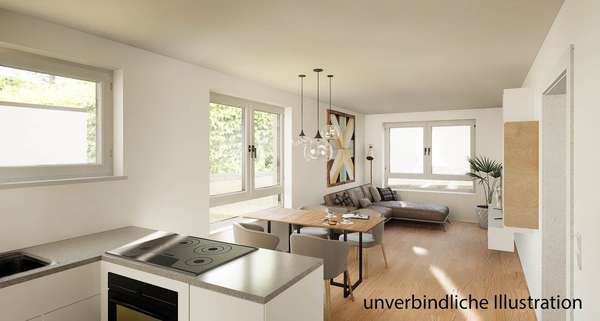 Wohnzimmerbeispiel  - Erdgeschosswohnung in 71083 Herrenberg mit 64m² kaufen