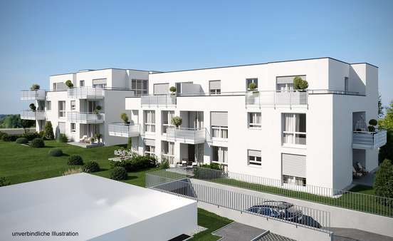 Außenansicht mit TG - Etagenwohnung in 71157 Hildrizhausen mit 53m² kaufen