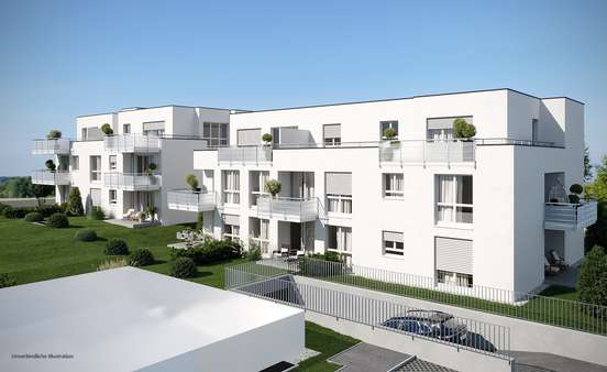 Außenansicht mit TG - Erdgeschosswohnung in 71157 Hildrizhausen mit 73m² kaufen