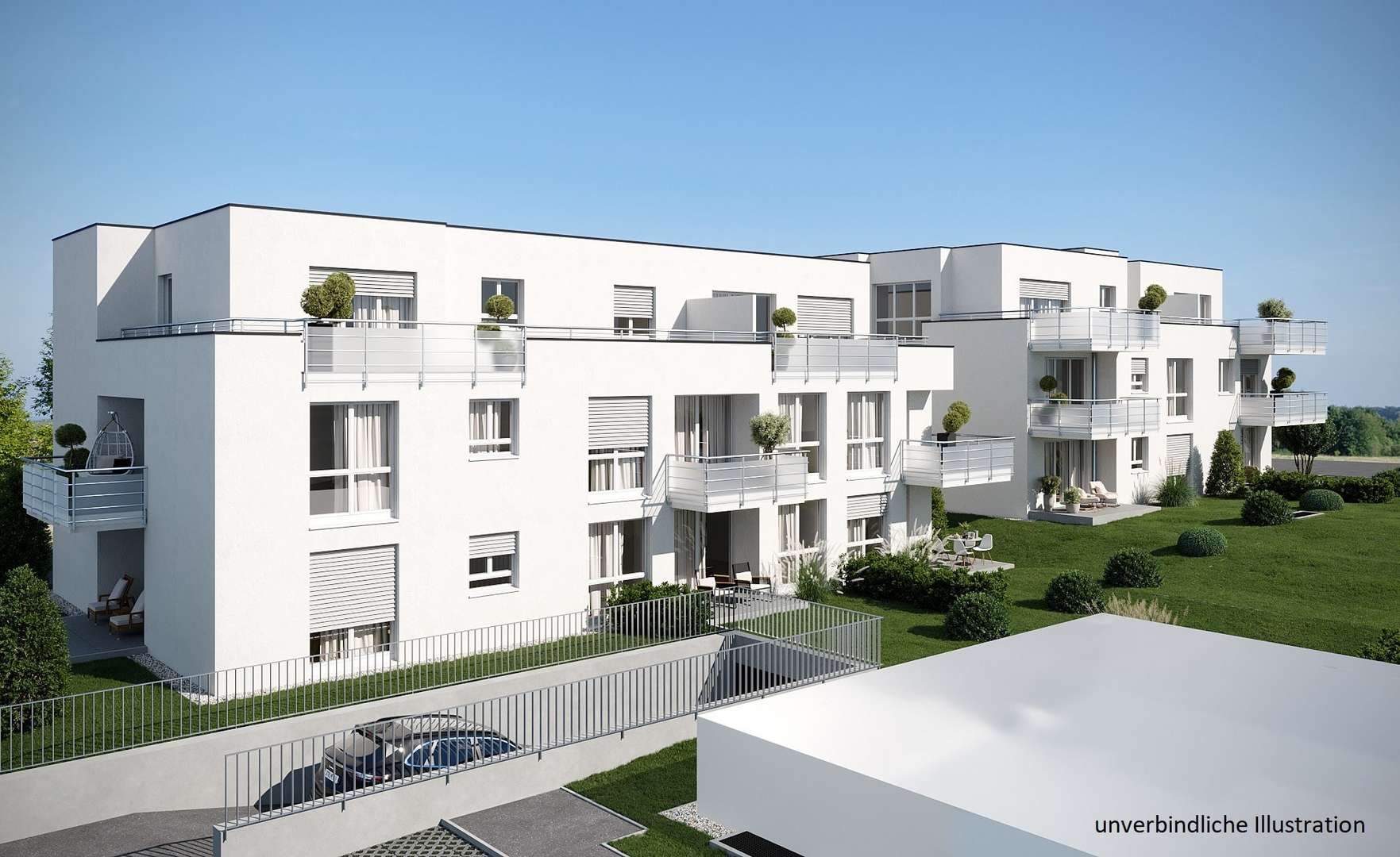 Außenansicht mit TG - Etagenwohnung in 71157 Hildrizhausen mit 73m² kaufen