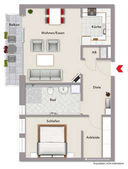 Grundriss - Etagenwohnung in 71272 Renningen mit 62m² kaufen