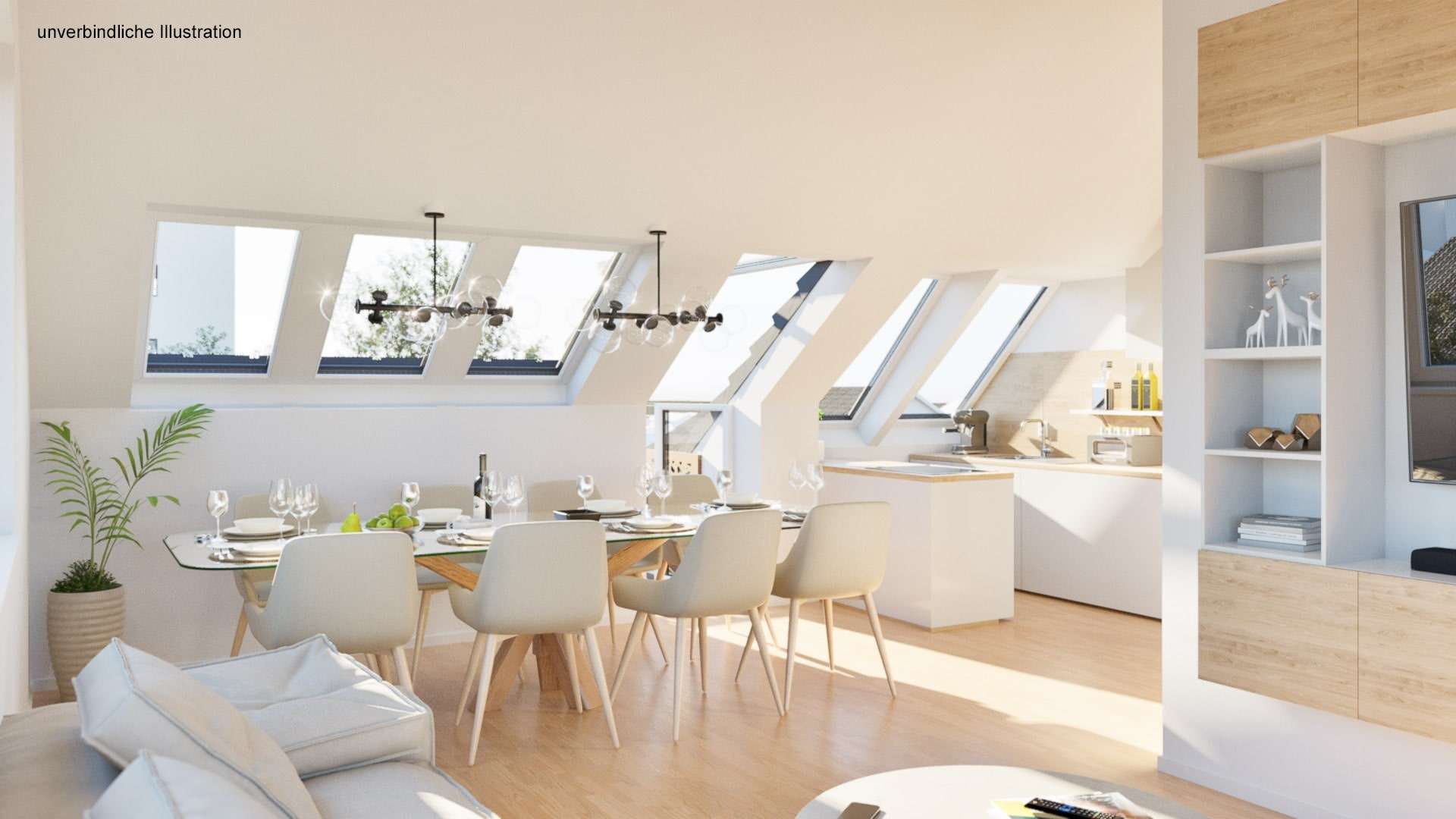 Wohn- und Essbereich - Dachgeschosswohnung in 71272 Renningen mit 76m² kaufen