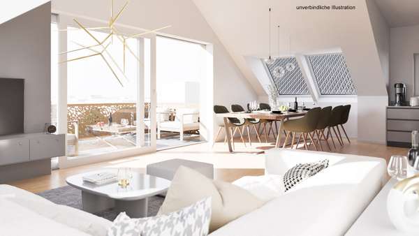 Wohnbereich und Balkon - Dachgeschosswohnung in 71272 Renningen mit 76m² kaufen