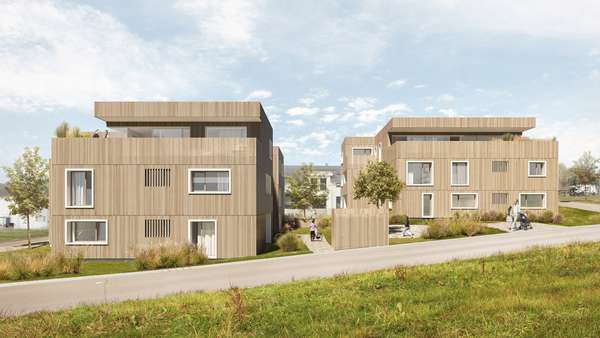 Visualisierung Südseite - Etagenwohnung in 73113 Ottenbach mit 60m² kaufen