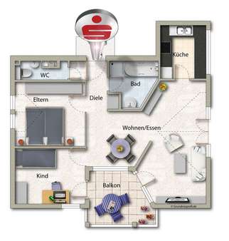 unverbindliche Grundrissillustration unverbindliche Grundrissillustration - Dachgeschosswohnung in 73054 Eislingen mit 78m² kaufen