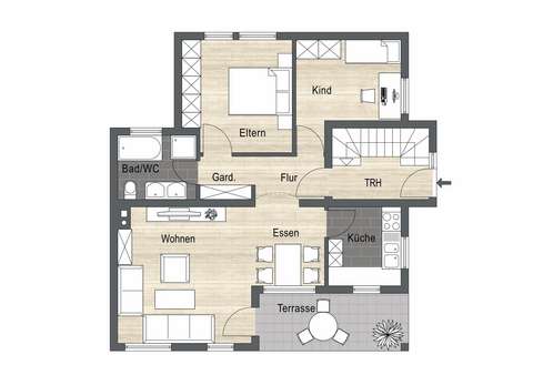 Grundriss - Erdgeschosswohnung in 72644 Oberboihingen mit 76m² kaufen