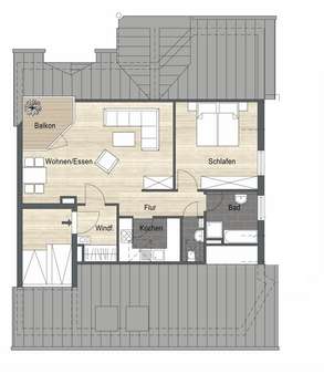 Grundriss - Dachgeschosswohnung in 72622 Nürtingen mit 56m² kaufen
