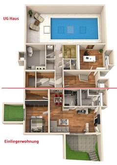 Grundriss Einliegerwohnung und Untergeschoss Grundriss Einliegerwohnung und Untergeschoss - Einfamilienhaus in 72622 Nürtingen mit 232m² kaufen