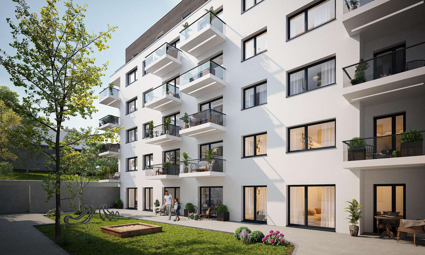 Visualisierung Innenhof - Erdgeschosswohnung in 73525 Schwäbisch Gmünd mit 71m² kaufen