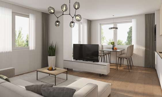 Visualisierung Wohnzimmer - Erdgeschosswohnung in 73525 Schwäbisch Gmünd mit 71m² kaufen