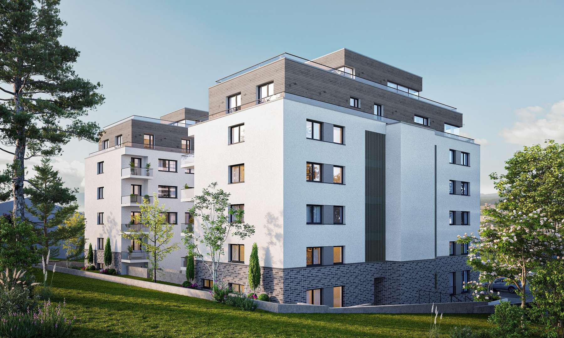 Visualisierung Südansicht - Etagenwohnung in 73525 Schwäbisch Gmünd mit 71m² kaufen