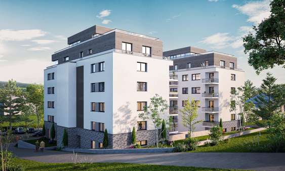 Visualisierung Südwestansicht - Etagenwohnung in 73525 Schwäbisch Gmünd mit 71m² kaufen