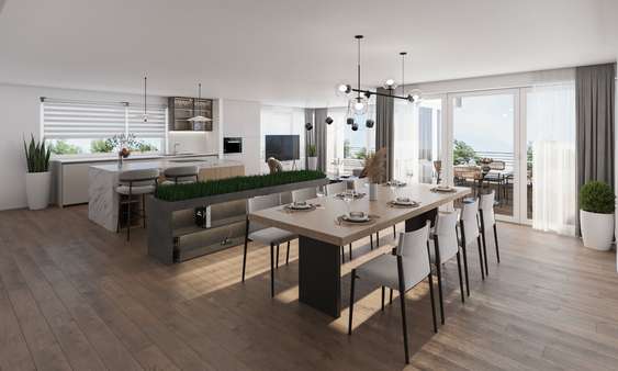 Visualisierung Esszimmer/Küche - Penthouse-Wohnung in 73525 Schwäbisch Gmünd mit 293m² kaufen