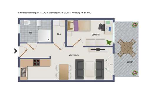 Grundriss 1+16+31 - Etagenwohnung in 88348 Bad Saulgau mit 58m² kaufen