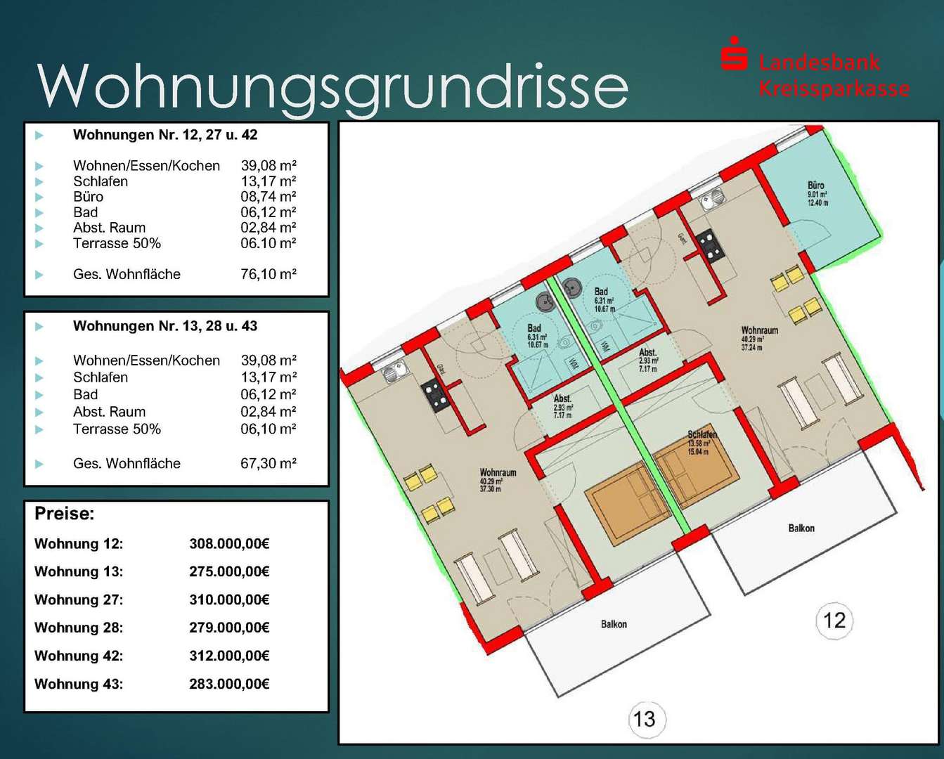 Grundriss 12+13 - Etagenwohnung in 88348 Bad Saulgau mit 67m² kaufen