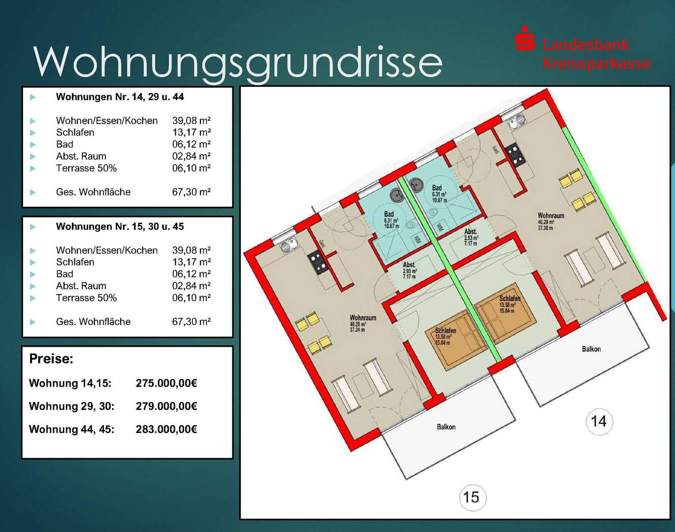 Grundriss 14+15 - Etagenwohnung in 88348 Bad Saulgau mit 67m² kaufen