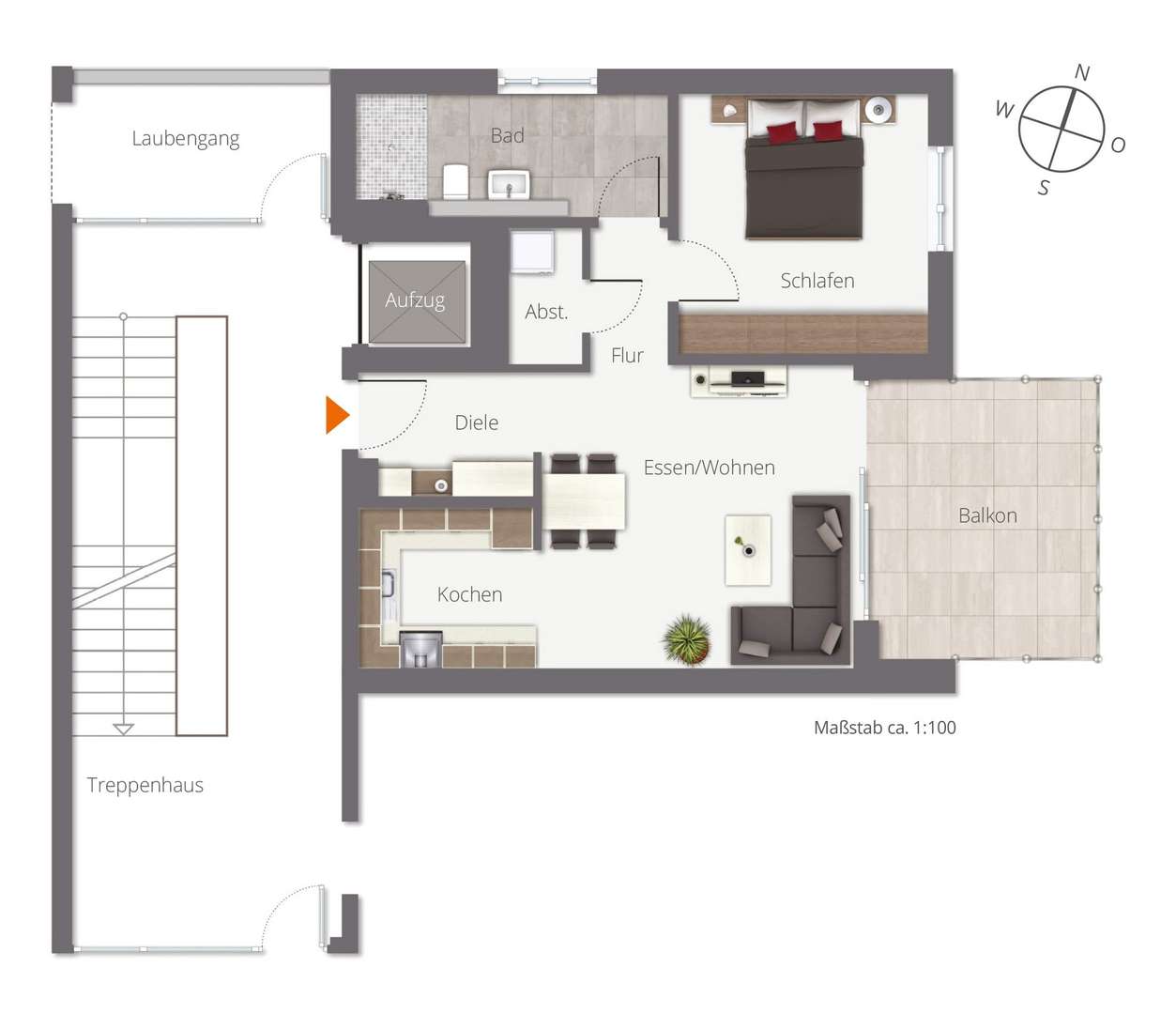 Whg 4.4__2,5 Zimmer+Balkon - Etagenwohnung in 88400 Biberach mit 62m² kaufen