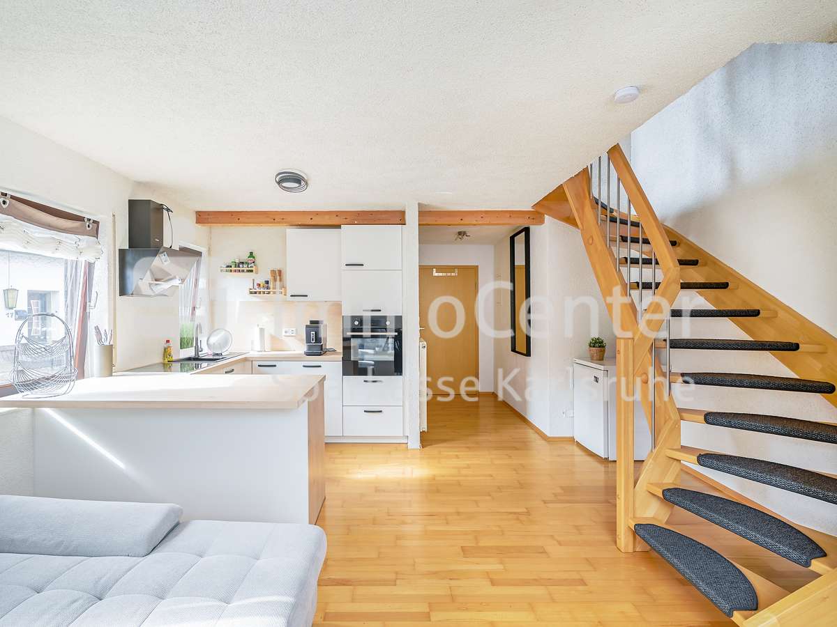 Wohnbereich und Kochbereich Wohnbereich und Kochbereich - Etagenwohnung in 76316 Malsch mit 44m² kaufen