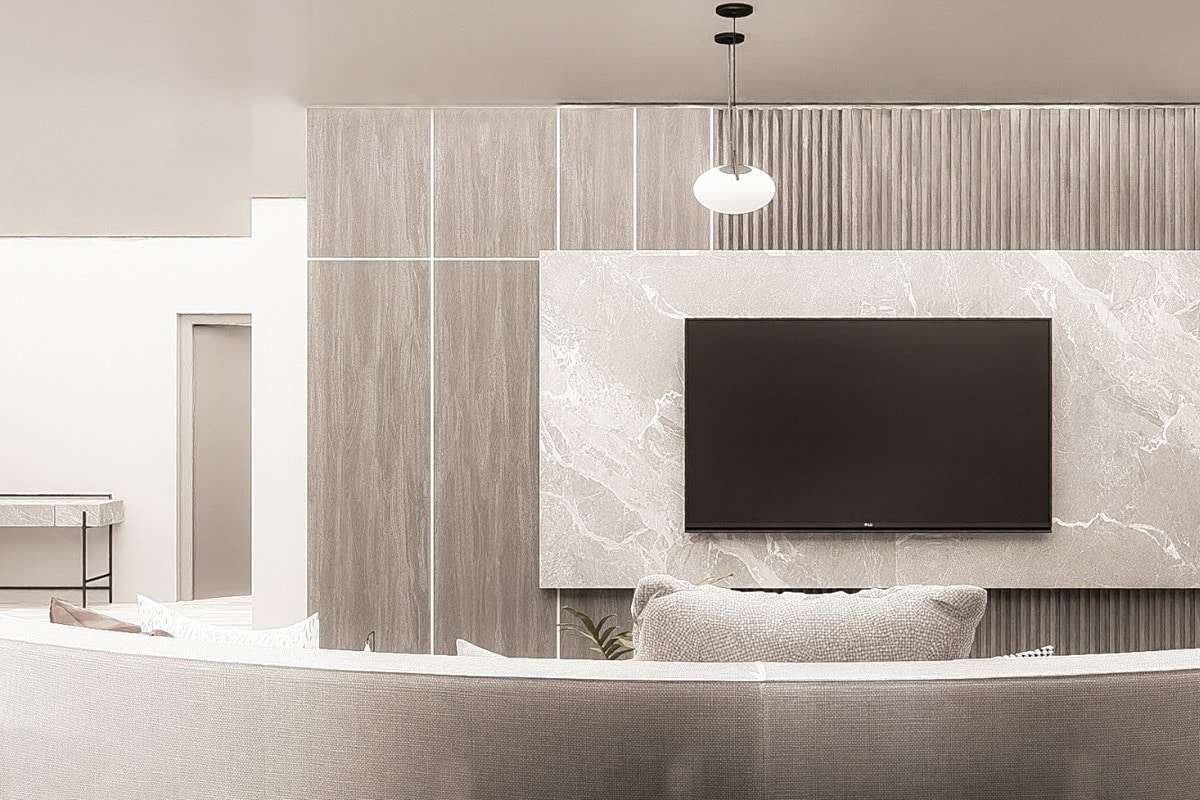 Wohnzimmer_visualisierte Ans. - Erdgeschosswohnung in 76684 Östringen mit 90m² kaufen