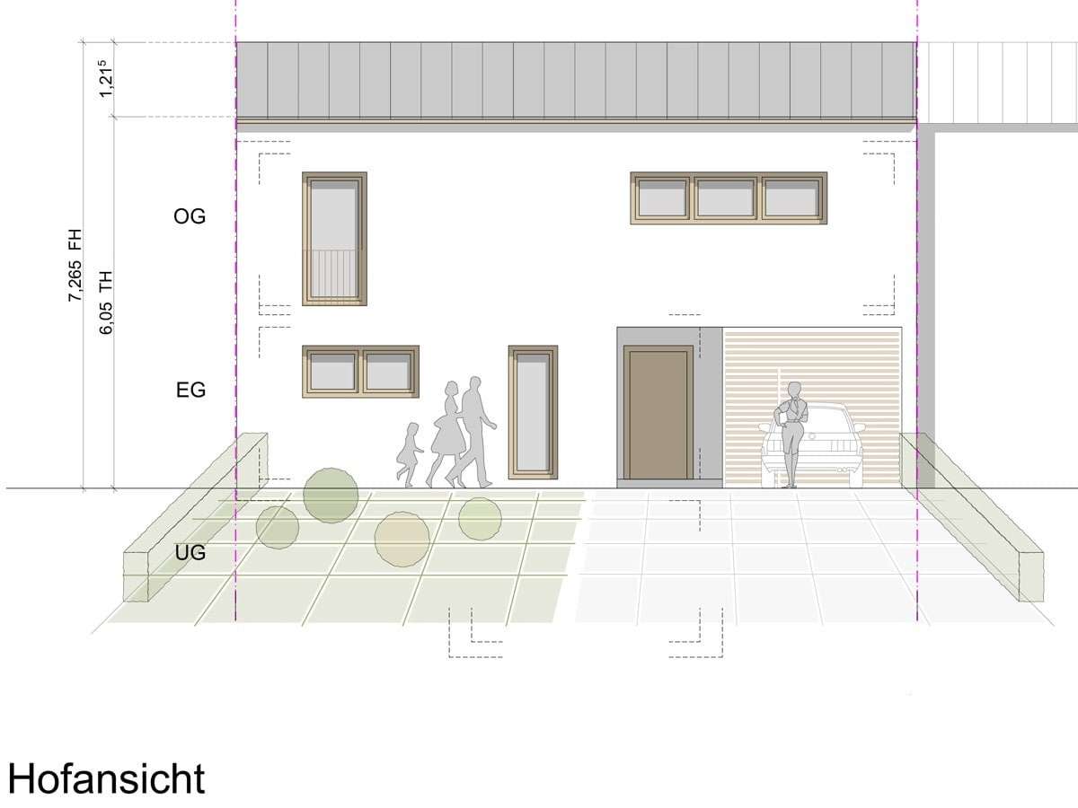Ansicht Hofseite - Doppelhaushälfte in 76676 Graben-Neudorf mit 107m² kaufen