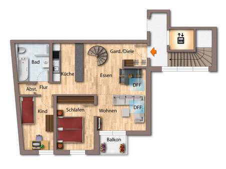 Etage 1 - Dachgeschosswohnung in 77654 Offenburg mit 81m² kaufen