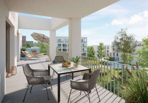 Außenillustrationen - Balkon - Penthouse-Wohnung in 68782 Brühl mit 100m² kaufen