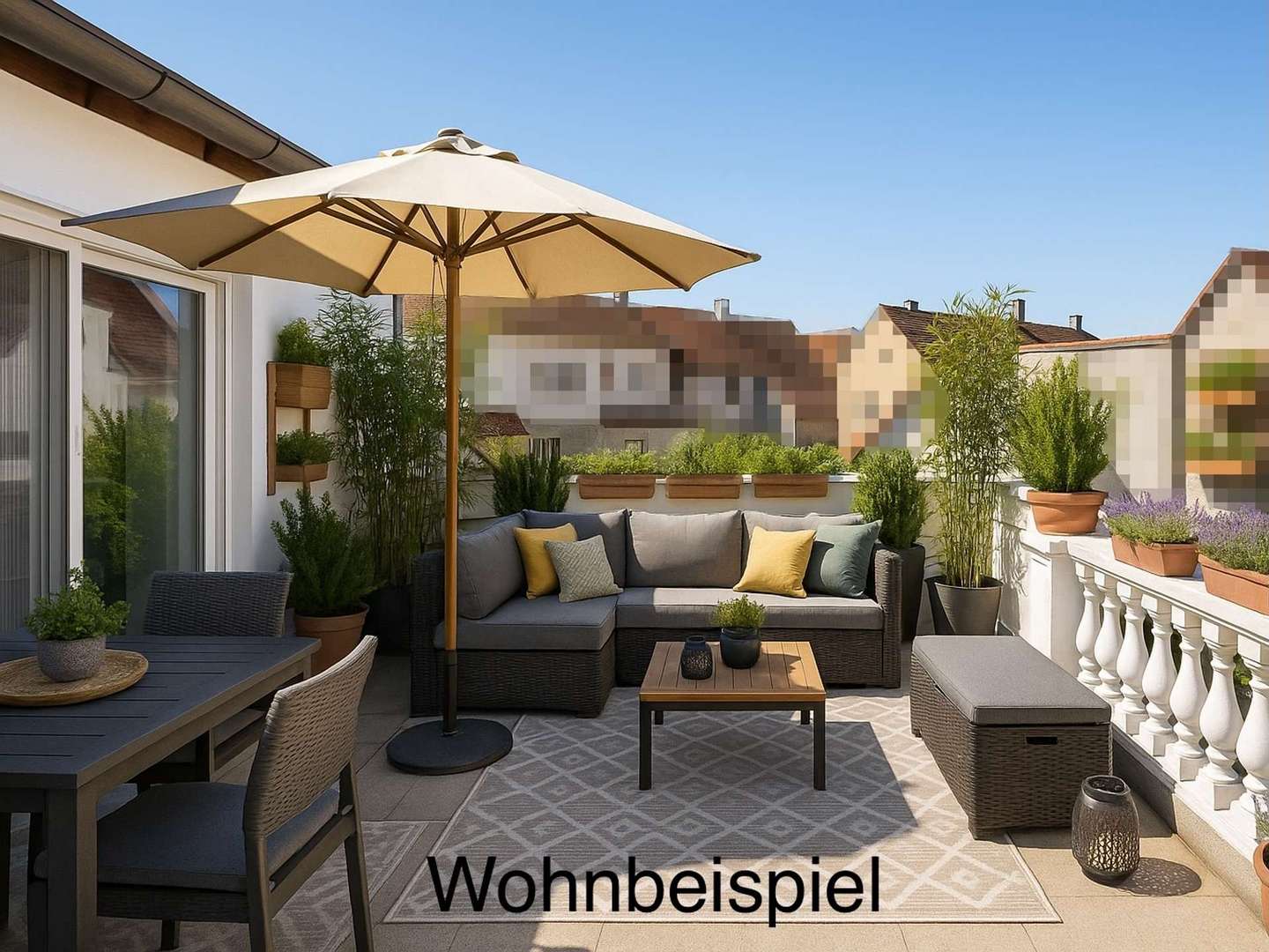 Wohnbeispiel Balkon (KI-generiert) - Zweifamilienhaus in 69234 Dielheim mit 126m² kaufen