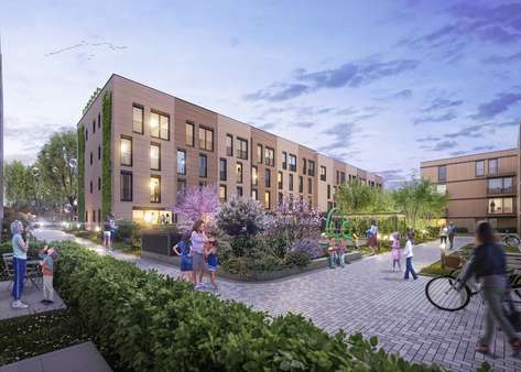 Visualisierung_Südfassade mit Gartenanteilen und A - Wohnung in 79114 Freiburg mit 118m² kaufen