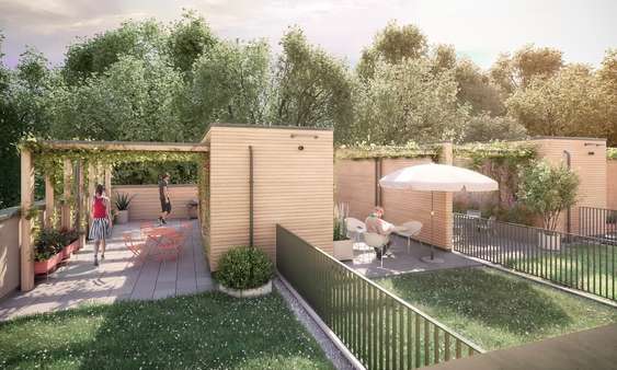 visualisierte Dachterrasse mit Pergola - Maisonette-Wohnung in 79114 Freiburg mit 114m² kaufen