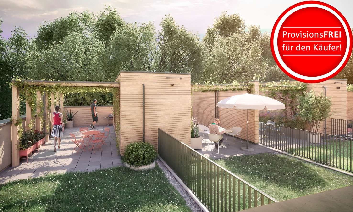visualisierte Dachterrasse mit Pergola - Maisonette-Wohnung in 79114 Freiburg mit 114m² kaufen