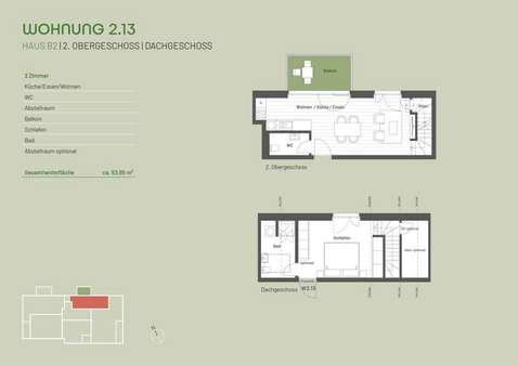Grundriss Haus B2 Whg. 13 - Maisonette-Wohnung in 79369 Wyhl mit 53m² kaufen