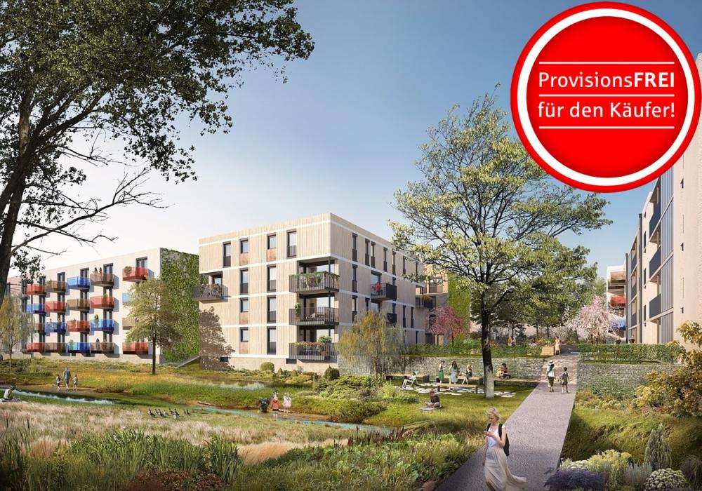 Visualisierung Quartier Metzgergrün mit Bachlauf - Maisonette-Wohnung in 79114 Freiburg im Breisgau mit 114m² kaufen