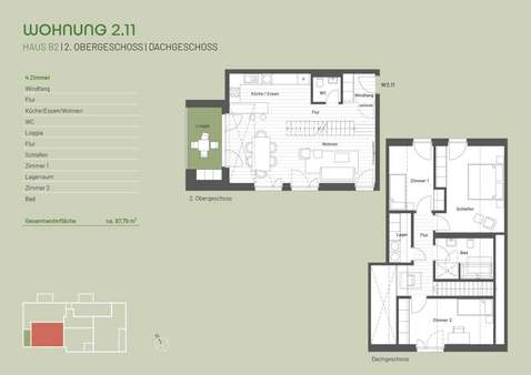 Grundriss Haus B2 Whg. 11 - Maisonette-Wohnung in 79369 Wyhl mit 97m² kaufen