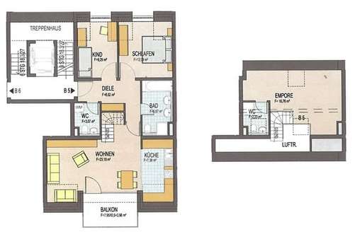 Grundrisse 1. und 2. DG - Dachgeschosswohnung in 79117 Freiburg im Breisgau mit 92m² kaufen