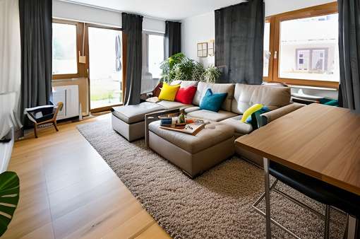 Wohnzimmer KI generiert Wohnzimmer KI generiert - Erdgeschosswohnung in 79261 Gutach mit 68m² als Kapitalanlage kaufen