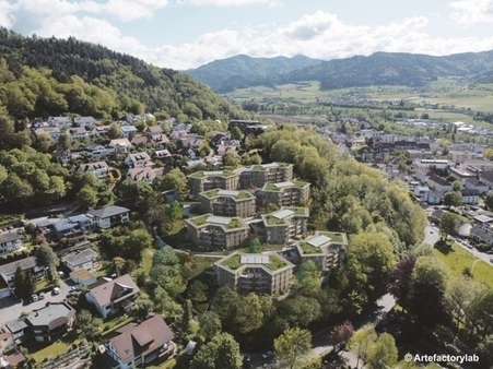 Luftbild/visualisiertes Wohnen an der Sonnhalde - Appartement in 79183 Waldkirch mit 34m² günstig kaufen