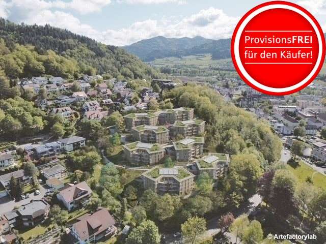 Luftbild mit visualisiertem Bauvorhaben - Etagenwohnung in 79183 Waldkirch mit 91m² kaufen