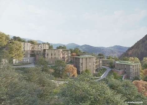 Visualisierung der Häuser in Hanglage - Dachgeschosswohnung in 79183 Waldkirch mit 125m² kaufen