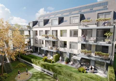 Visualisierung Ansicht Innenhof - Haus B - Dachgeschosswohnung in 79211 Denzlingen mit 106m² kaufen