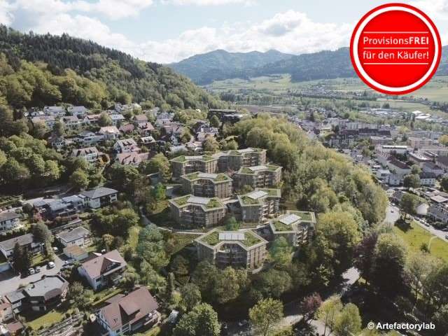 Luftbild mit visualisiertem Bauvorhaben - Etagenwohnung in 79183 Waldkirch mit 106m² kaufen