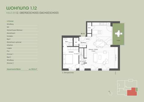 Grundriss Haus B Whg. 12 - Maisonette-Wohnung in 79369 Wyhl mit 129m² kaufen