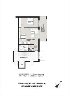 Grundriss A4 - Erdgeschosswohnung in 79541 Lörrach mit 56m² kaufen