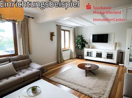 Wohnzimmer - Etagenwohnung in 79395 Neuenburg mit 96m² kaufen