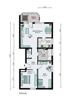 Grundriss Wohnung - Etagenwohnung in 79423 Heitersheim mit 85m² kaufen