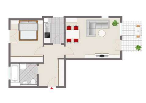 Grundriss Grundriss - Erdgeschosswohnung in 79713 Bad Säckingen mit 55m² kaufen
