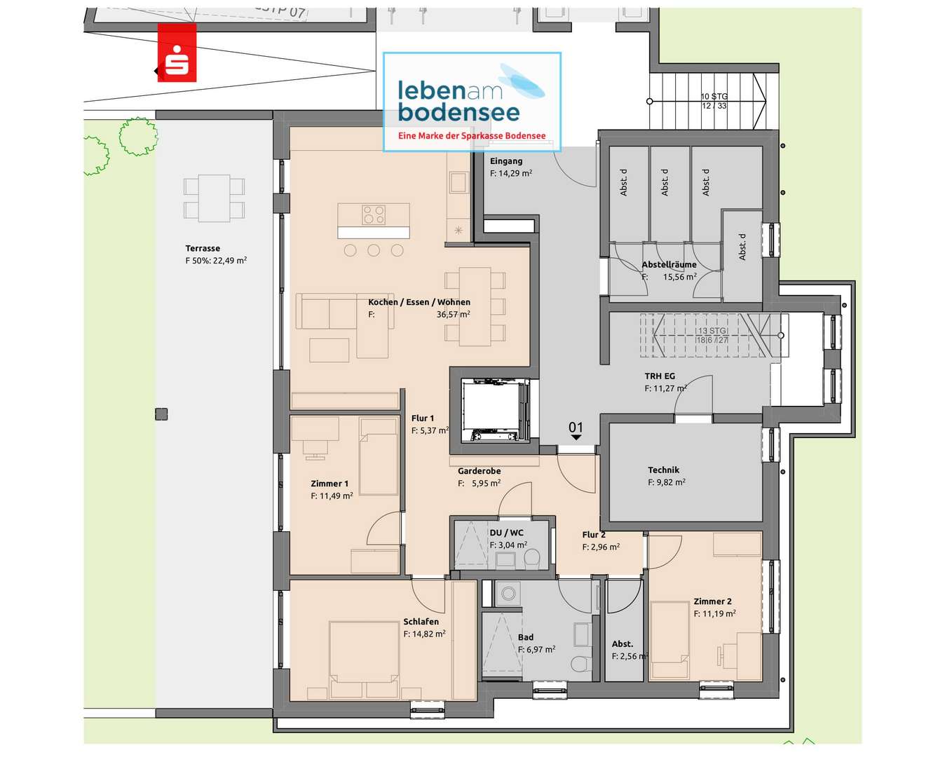 Grundriss Wohnung 1 - Erdgeschoss - Wohnung in 88069 Tettnang mit 121m² kaufen