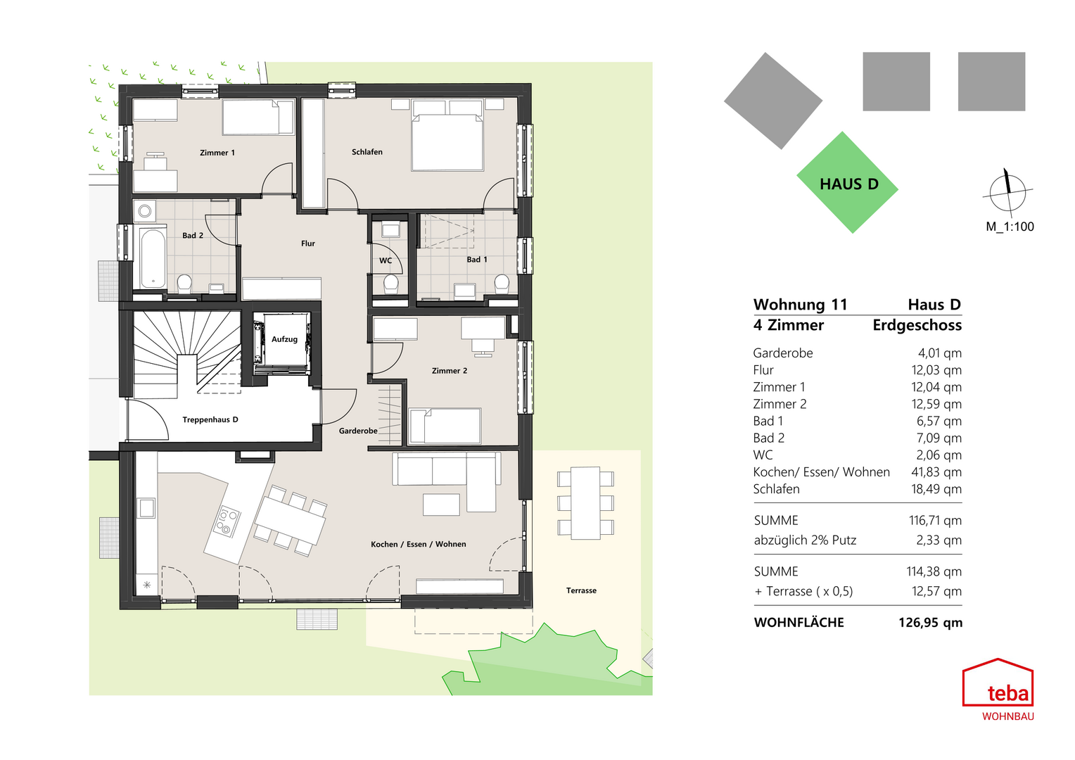 Wohnung 11 - EG Haus D - Erdgeschosswohnung in 88085 Langenargen mit 126m² kaufen