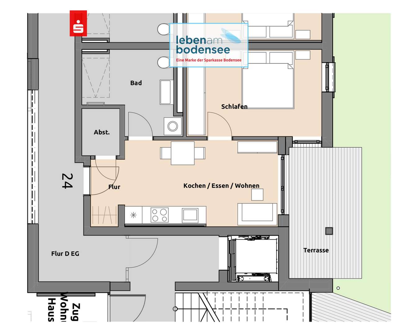 Wohnung EG D24 Wohnung EG D24 - Erdgeschosswohnung in 88069 Tettnang mit 46m² kaufen